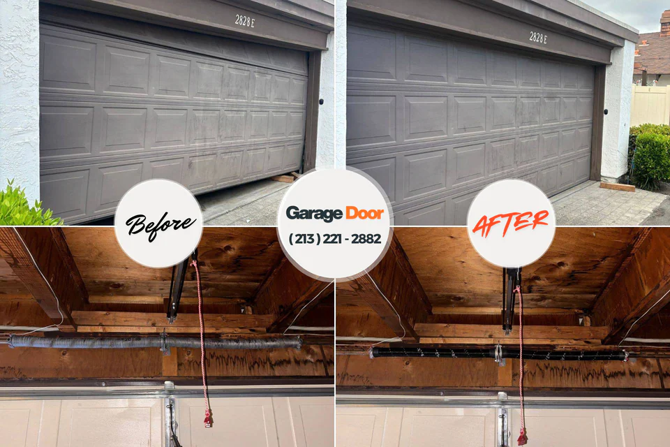 Before and after: garage door repair Hollis, OK